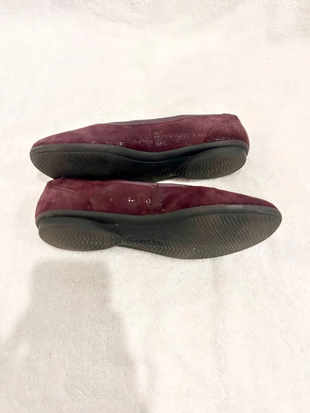 Clarks ballet flats burgundy maroon shiny sz 7.5